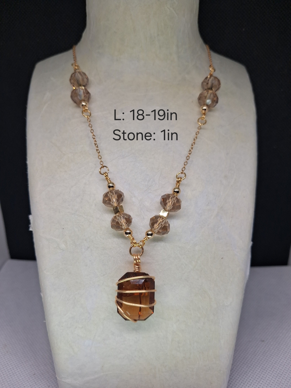 Gold-Tone Brown Crystal Pendant Necklace - Women Jewelry
